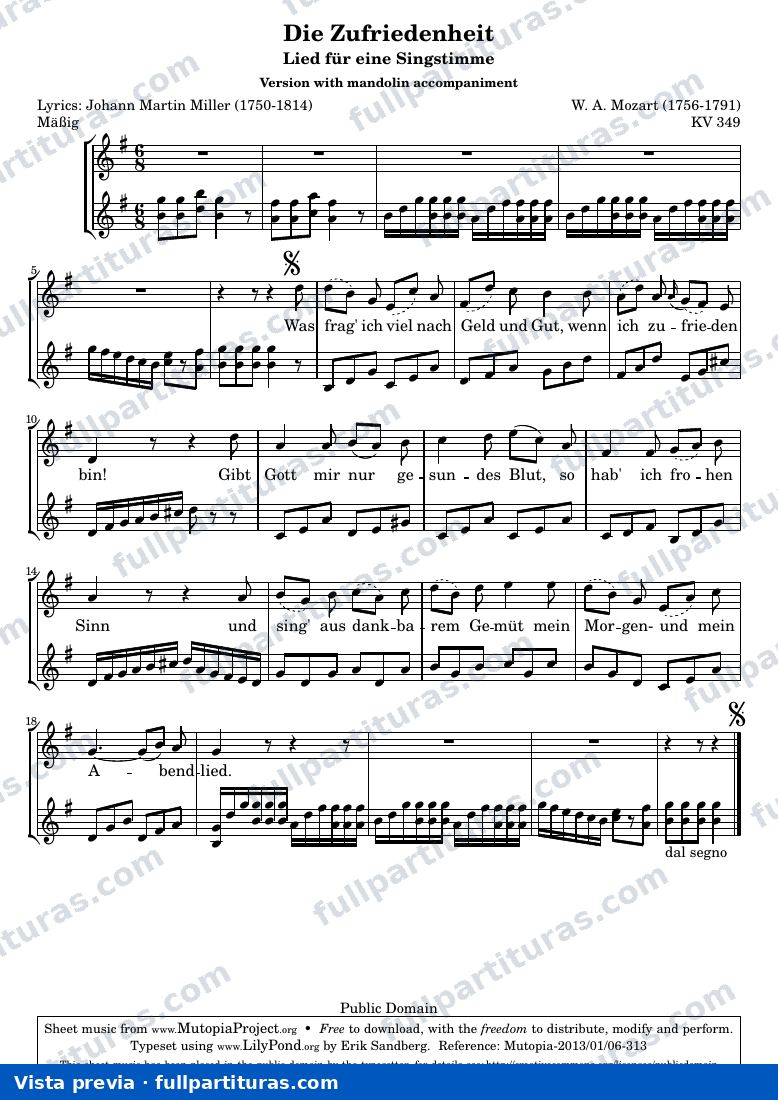 Wolfgang Amadeus Mozart - Die Zufriedenheit — preview