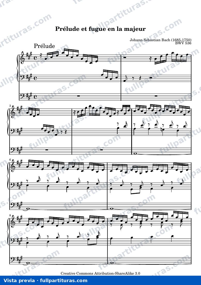 Johann Sebastian Bach - Prélude et Fugue en La Majeur — preview
