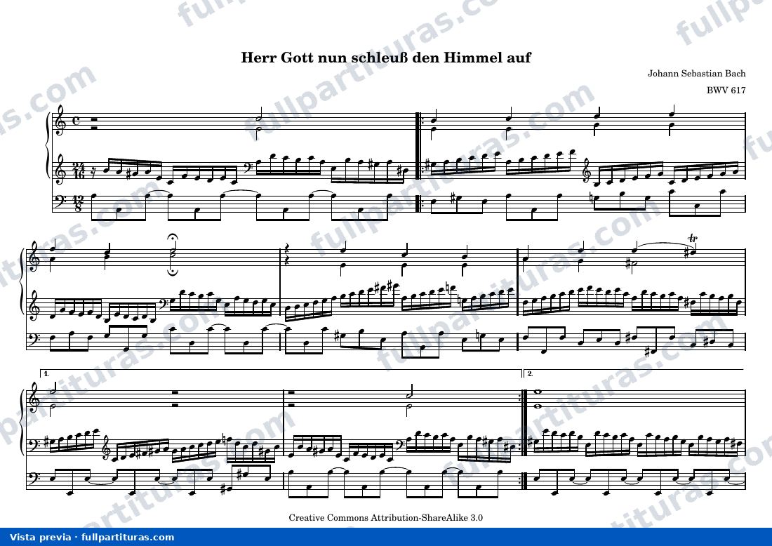 Johann Sebastian Bach - Herr Gott nun schleuß den Himmel auf — preview