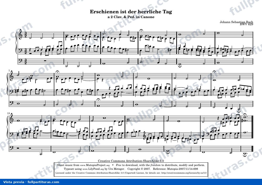 Johann Sebastian Bach - Erschienen ist der herrliche Tag — preview