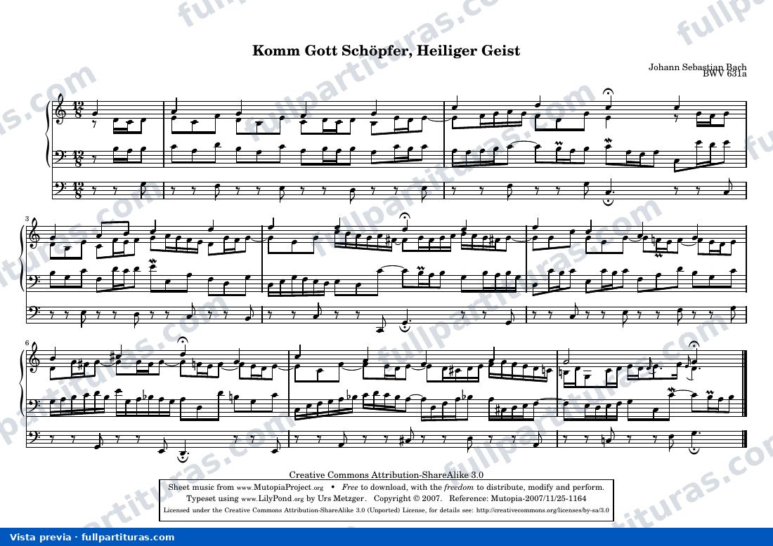 Johann Sebastian Bach - Komm Gott Schöpfer, Heiliger Geist — preview