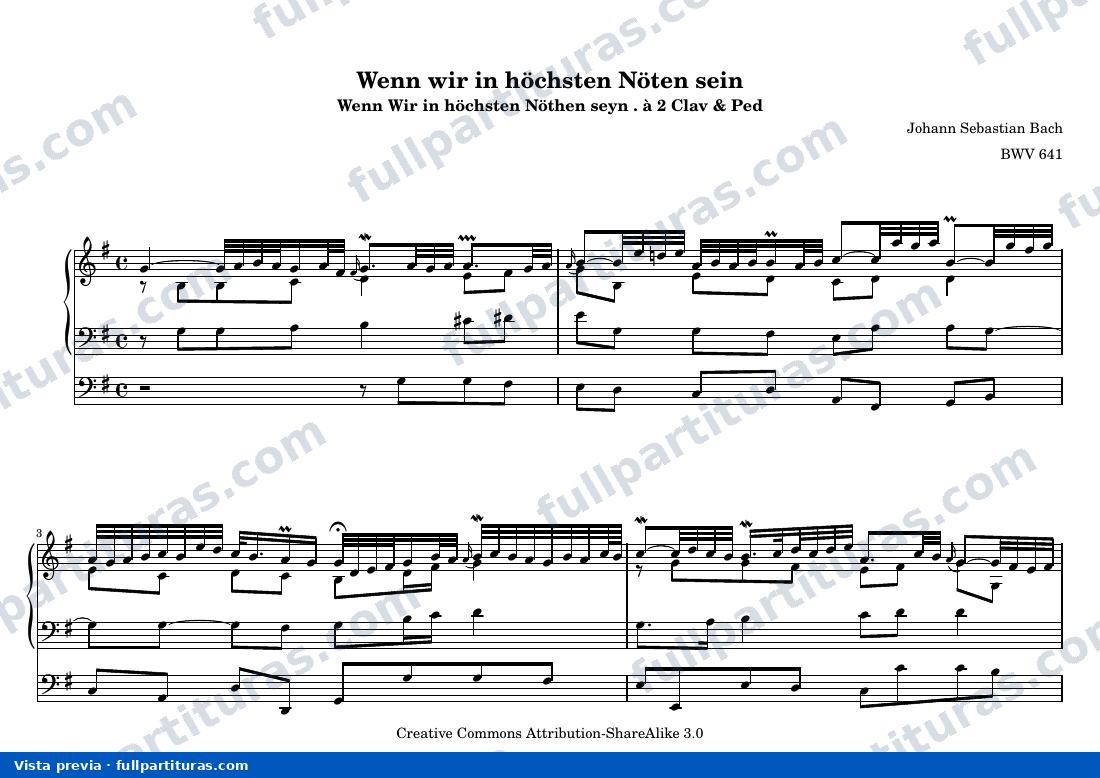 Johann Sebastian Bach - Wenn wir in höchsten Nöten sein — preview
