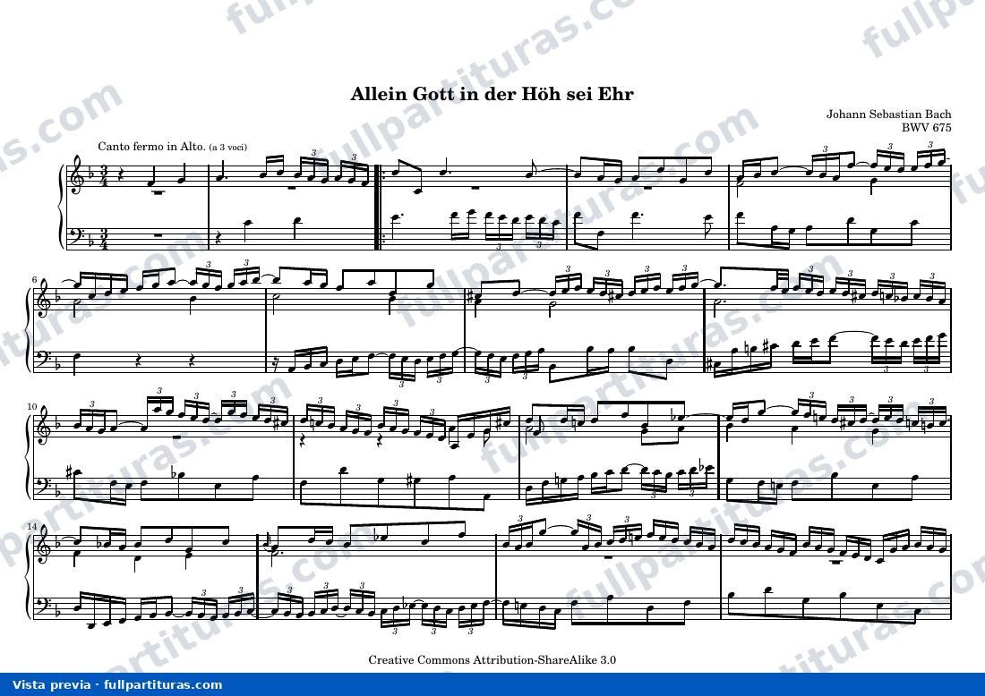 Johann Sebastian Bach - Allein Gott in der Höh sei Ehr — preview