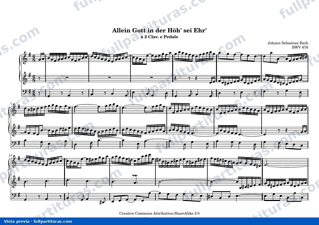 Johann Sebastian Bach - Allein Gott in der Höh' sei Ehr' — preview