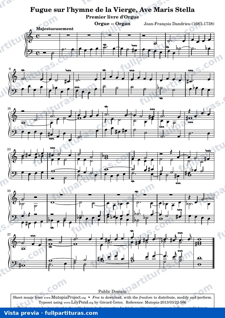 Jean-François Dandrieu - Fugue sur l'hymne de la Vierge, Ave Maris Stella — preview