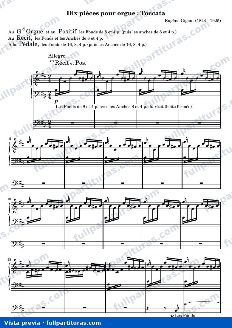 Eugène Gigout - Dix Pièces pour orgue : Toccata — preview