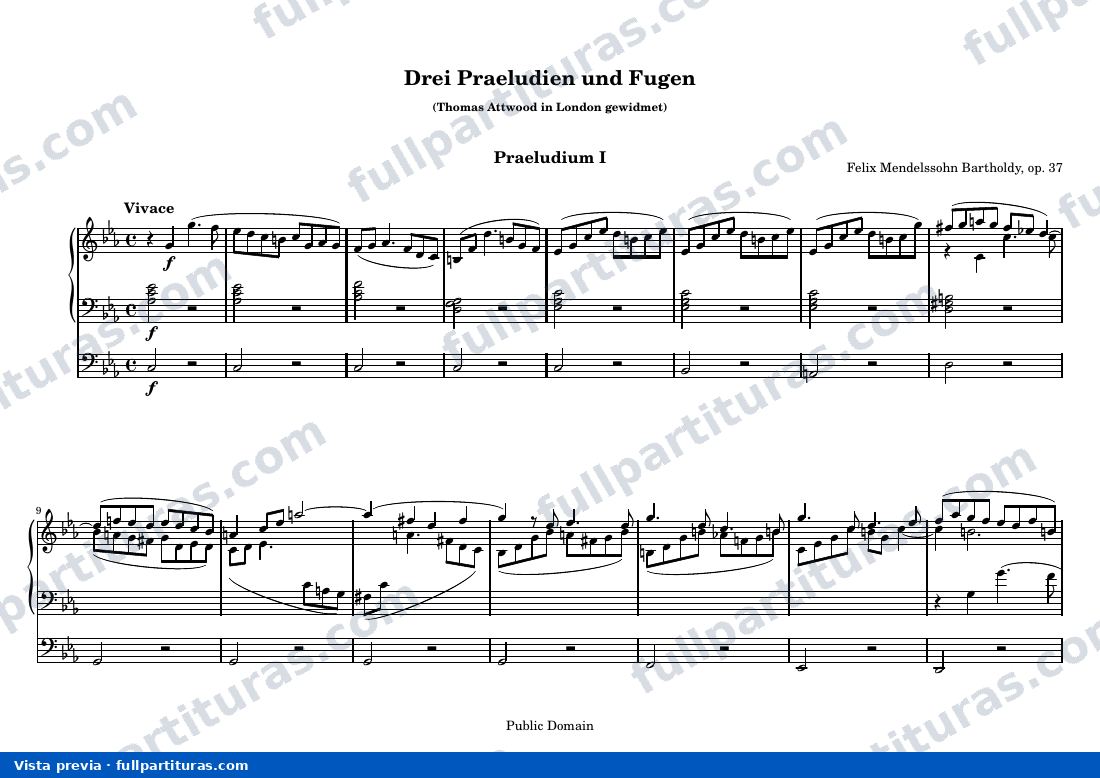 Felix Mendelssohn-Bartholdy - Praeludium und Fuge c-Moll — vista previa