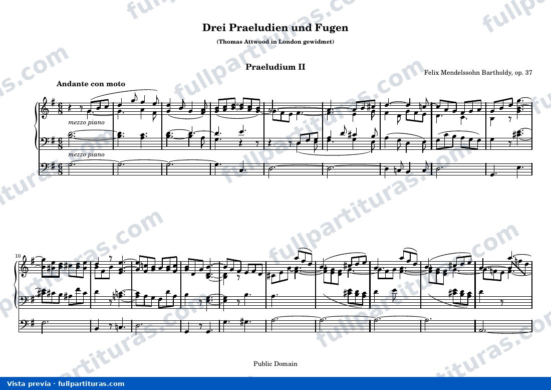 Felix Mendelssohn - Praeludium und Fuge G-Dur — preview