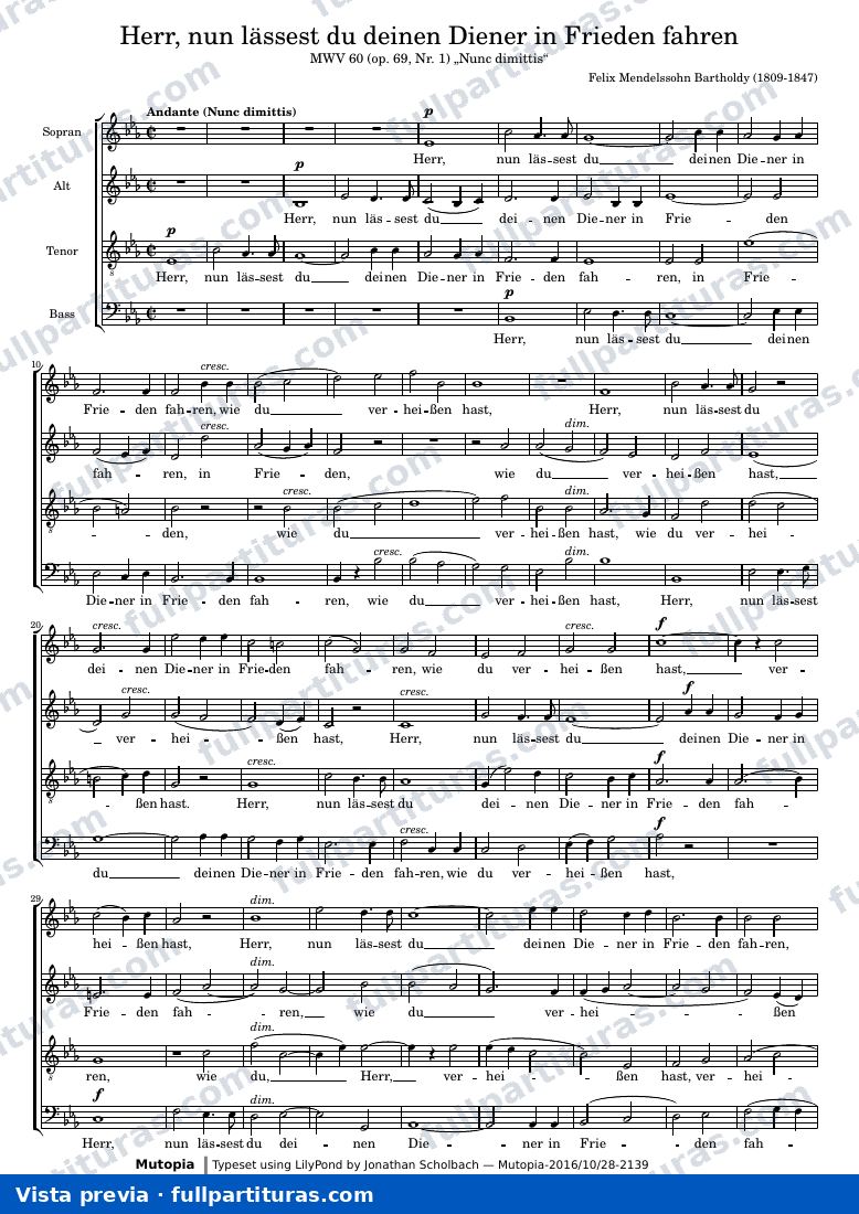 Felix Mendelssohn - Herr, nun lässest du deinen Diener in Frieden fahren — preview