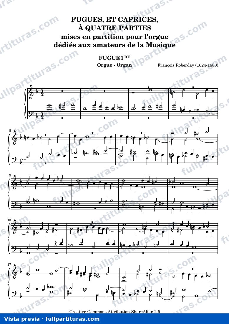 François Roberday - Fugue 1re — vista previa