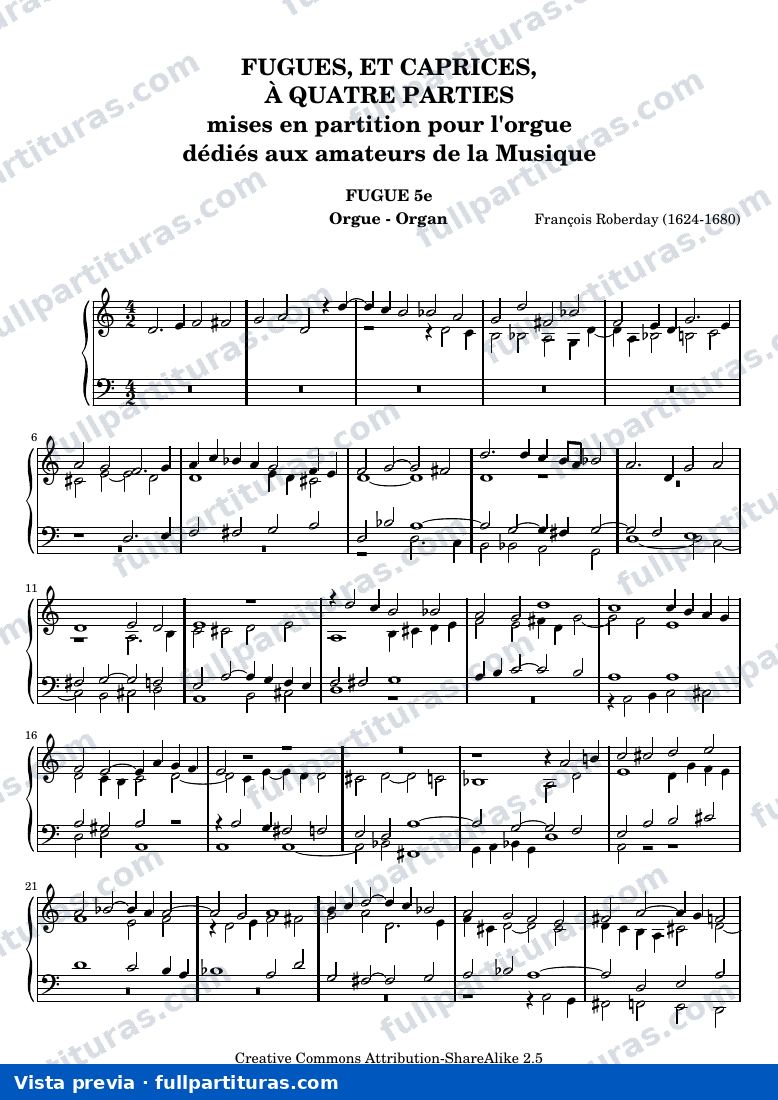François Roberday - Fugue 5e — preview
