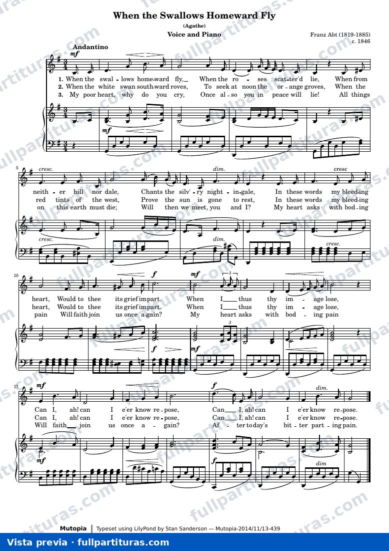 Friedrich Abt - When the Swallows Homeward Fly — preview