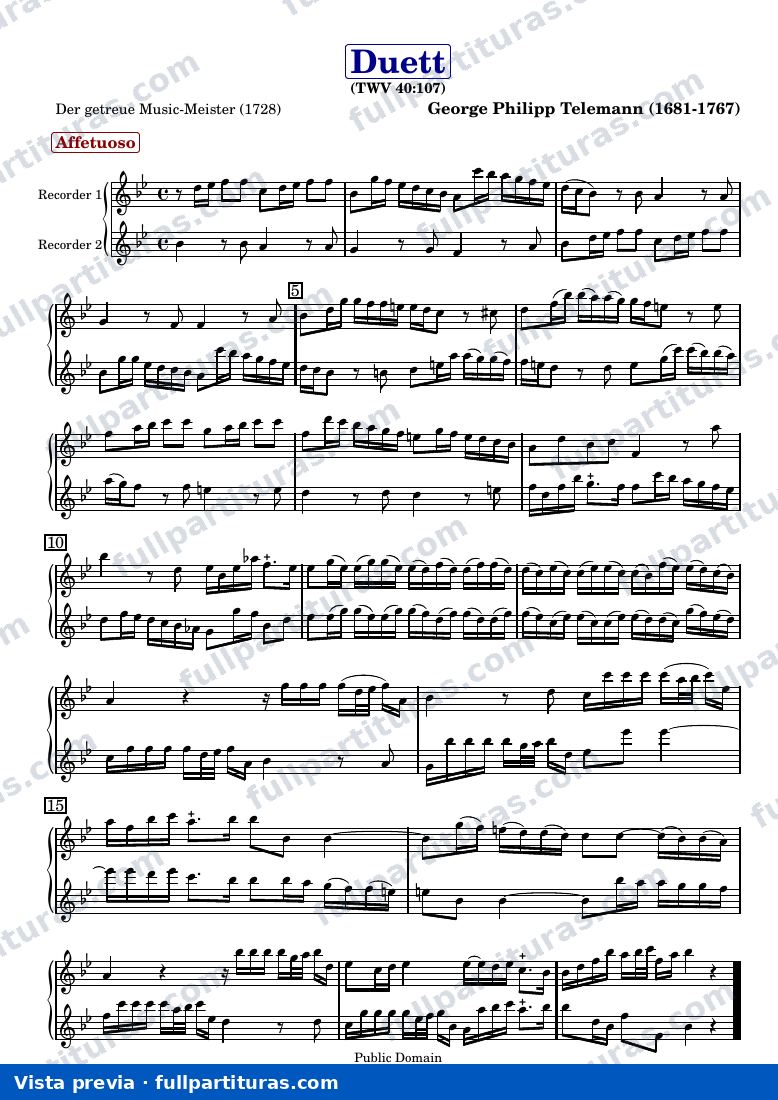Georg Philipp Telemann - Duett TWV 40:107 — preview