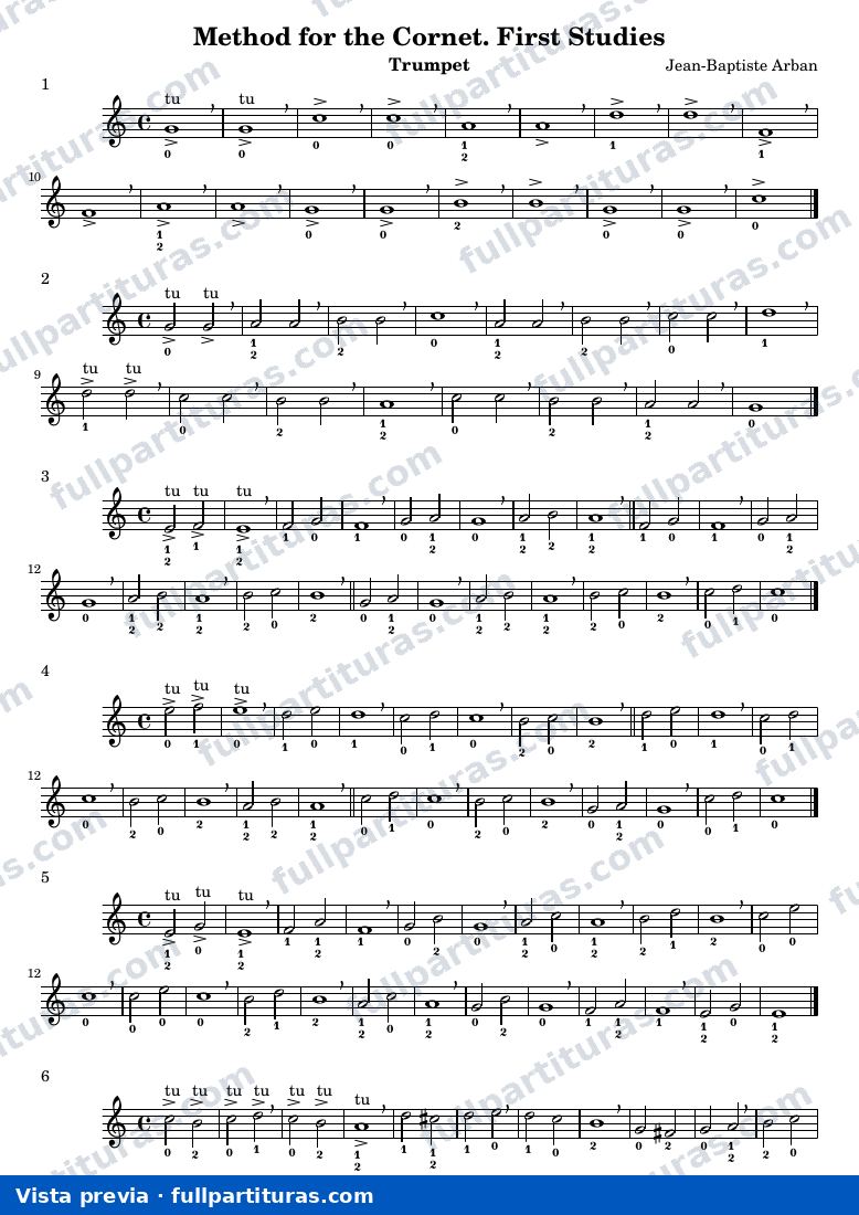 Jean-Baptiste Arban - Method for the Cornet. First Studies — Vorschau