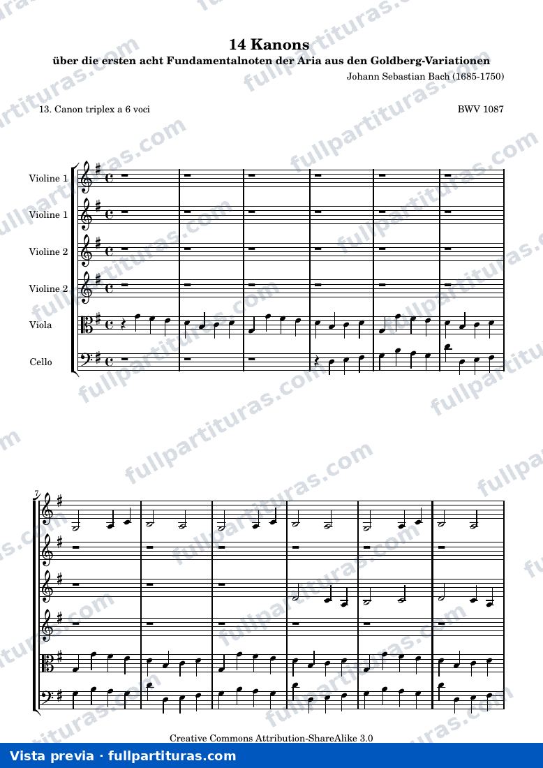 Johann Sebastian Bach - 14 Canons, Canon XIII — preview