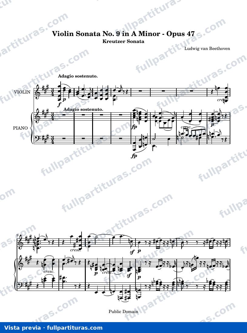 Ludwig van Beethoven - Violin Sonata No. 9 in A Minor, 1st Movement: Adagio sostenuto - Presto - Adagio — preview