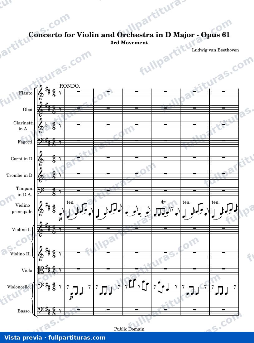 Ludwig van Beethoven - Concerto for Violin and Orchestra in D Major, 3rd Movement — preview