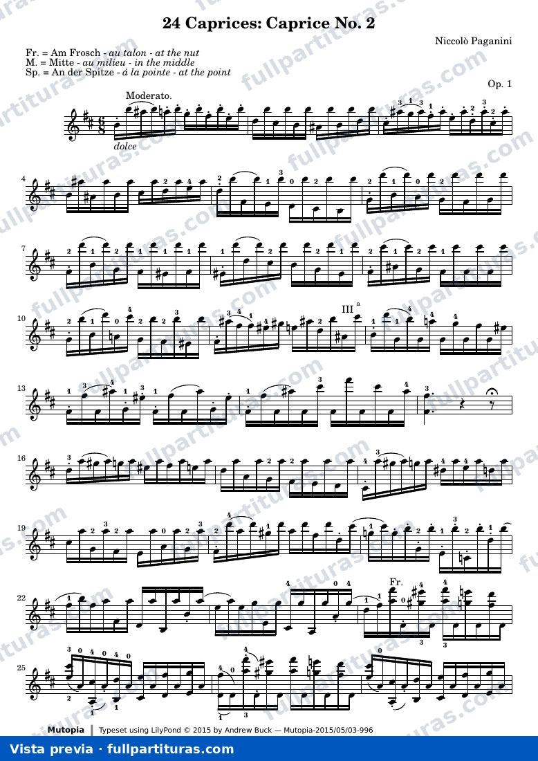 Niccolò Paganini - 24 Caprichos para Violin Solo Op. 1 No. 2 — preview