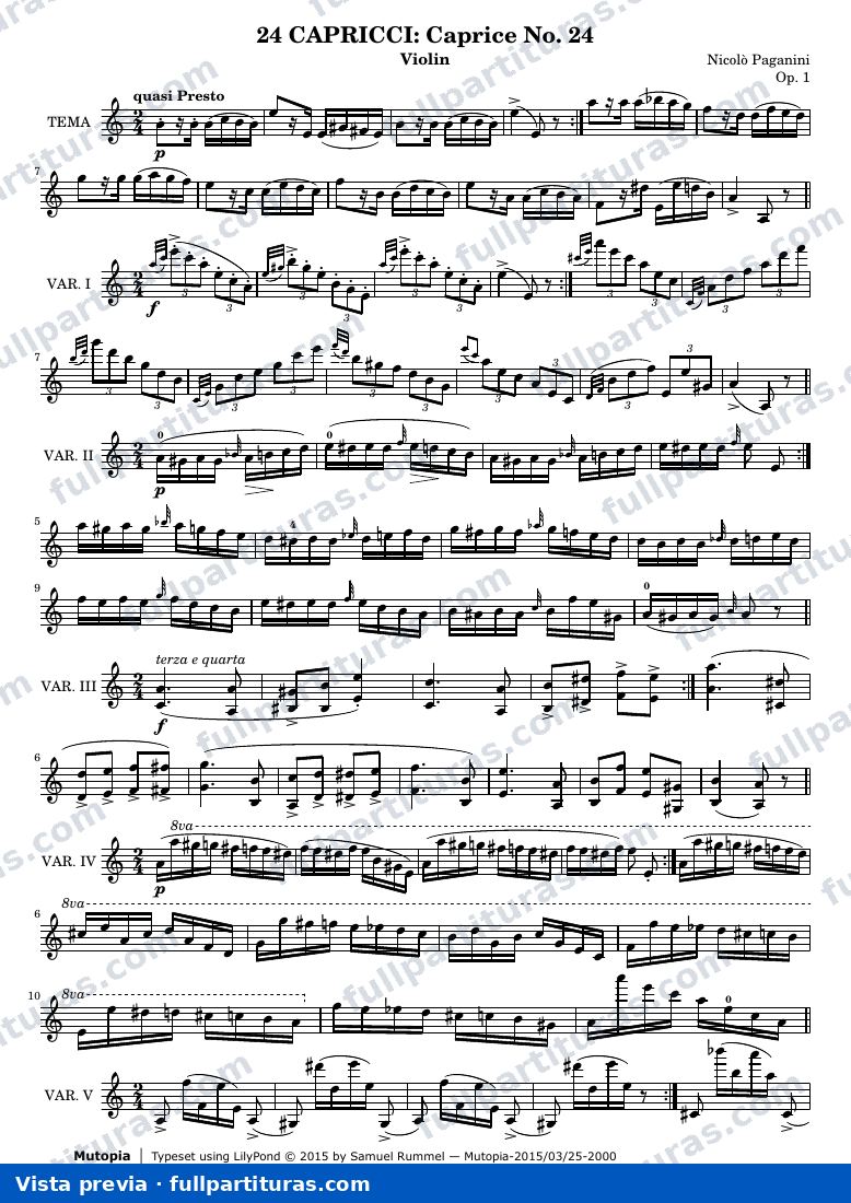 Niccolò Paganini - 24 Caprichos para Violín Solo — preview