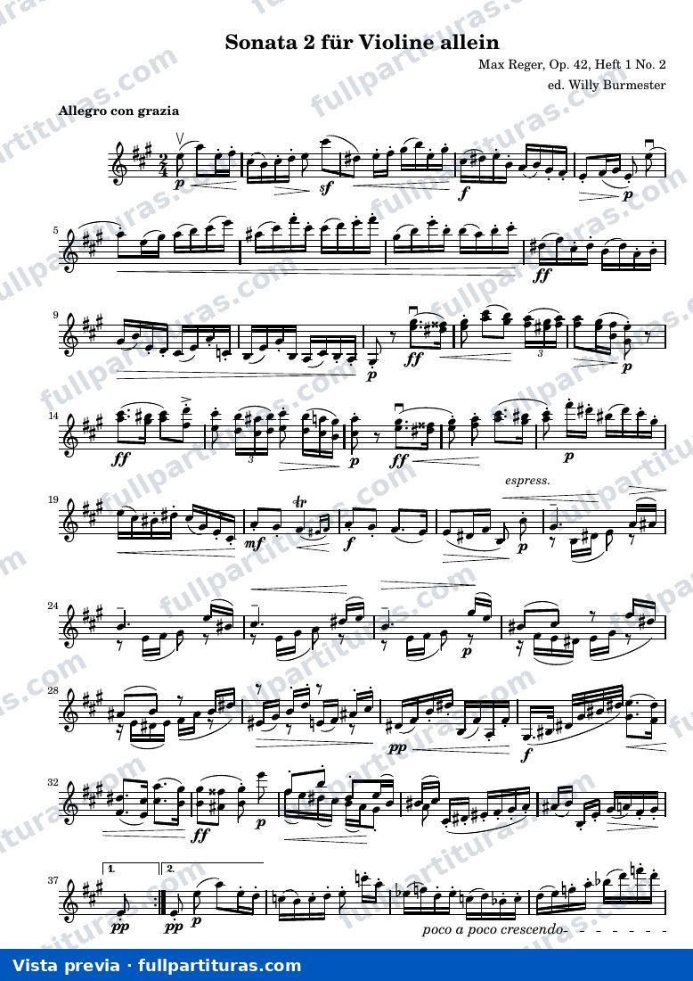 Max Reger - Sonata 2 for Unaccompanied Violin — preview