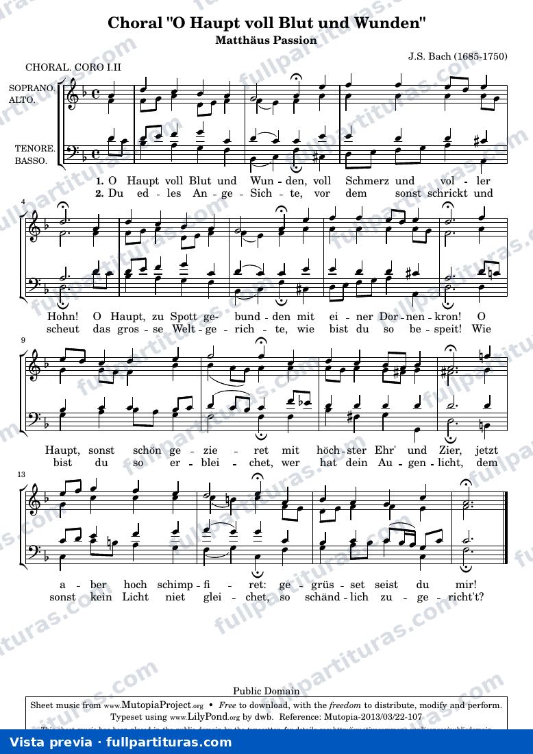 Johann Sebastian Bach - Matthäus Passion, Choral 'O Haupt voll Blut und Wunde' — preview