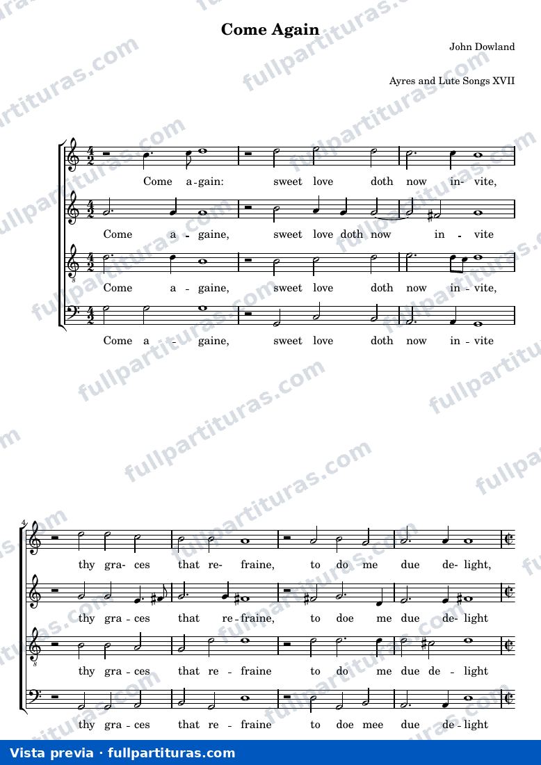 John Dowland - Come Again — Vorschau