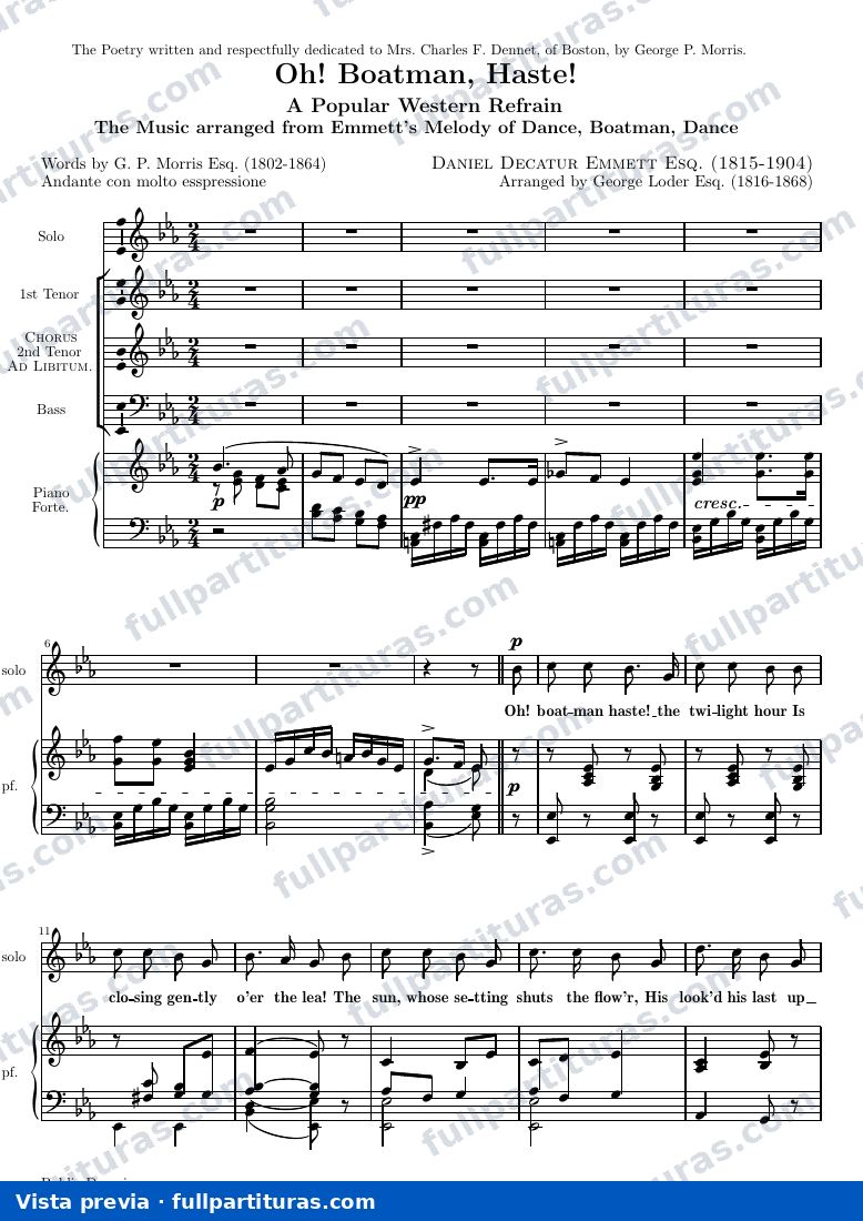 Daniel Decatur Emmett - Oh! Boatman, Haste! — preview