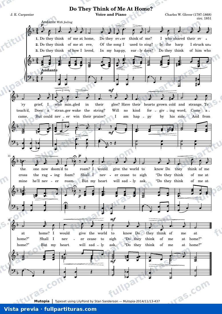 Charles Whitworth Glover - Do They Think of Me At Home? — preview