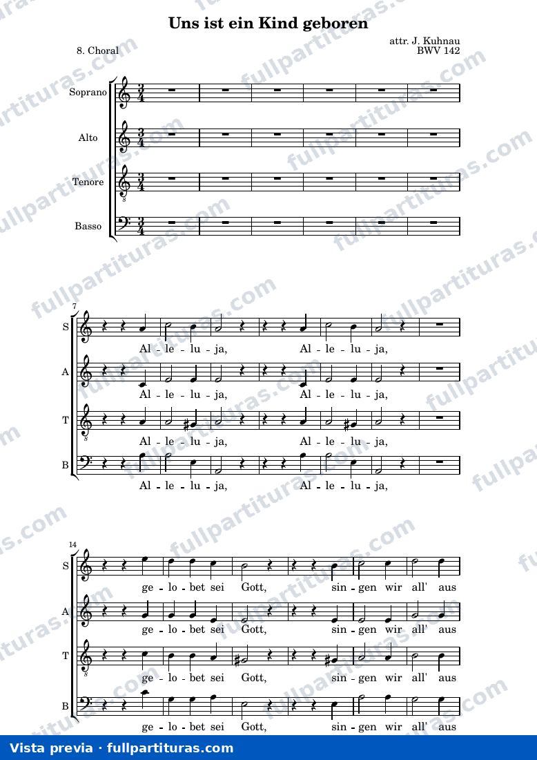 Johann Kuhnau - Uns ist ein Kind geboren: 8. Choral — preview