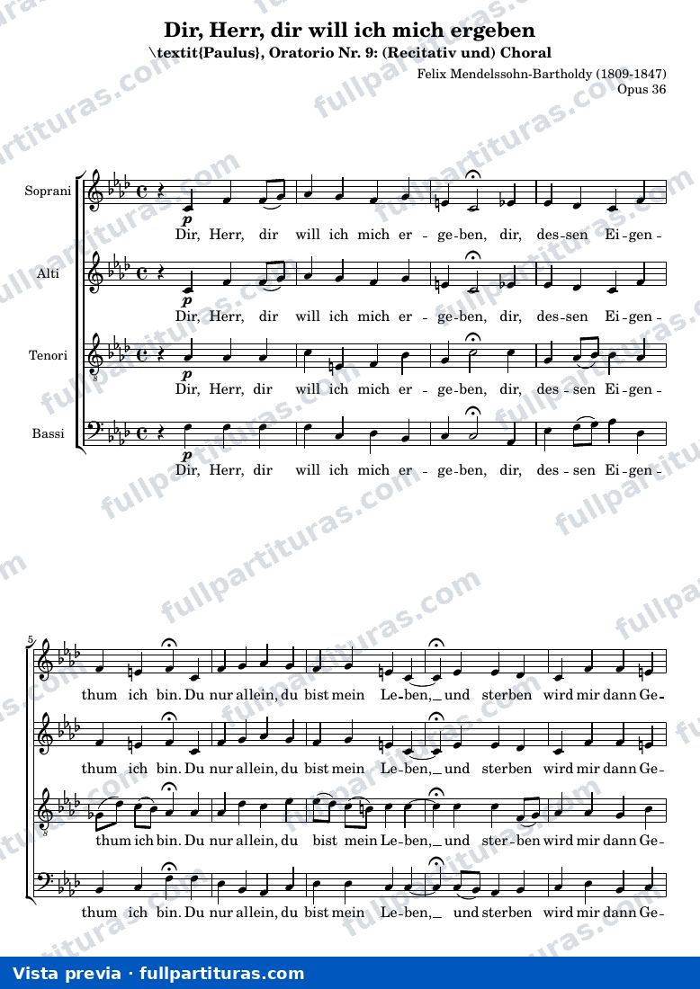 Felix Mendelssohn - Dir, Herr, dir will ich mich ergeben — preview