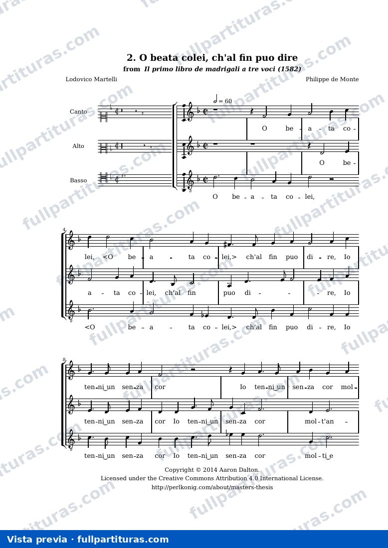 Philippe de Monte - O beata colei, ch'al fin puo dire — preview