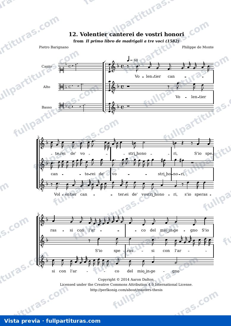 Philips de Monte - Volentier canterei de vostri honori — preview