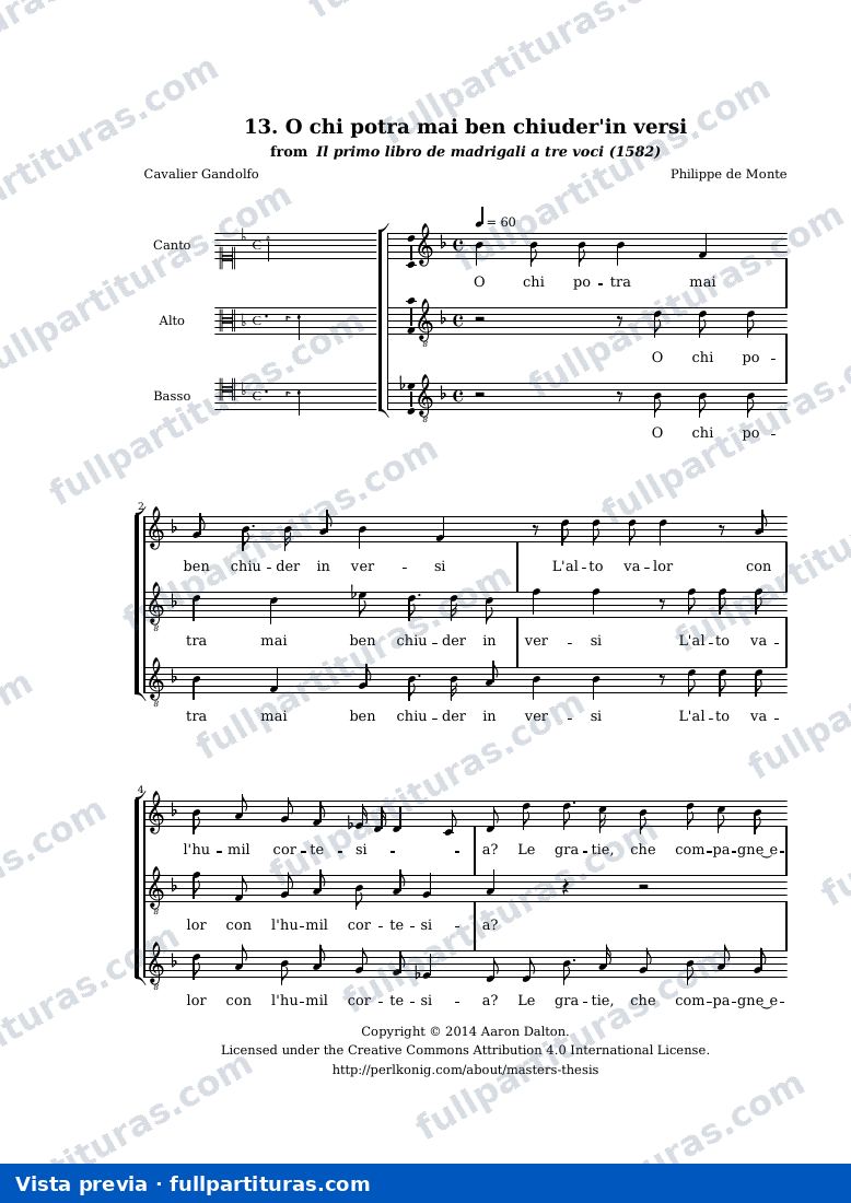 Philips de Monte - O chi potra mai ben chiuder'in versi — preview