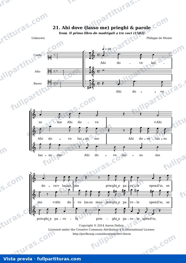 Philippe de Monte - Ahi dove (lasso me) prieghi & parole — preview