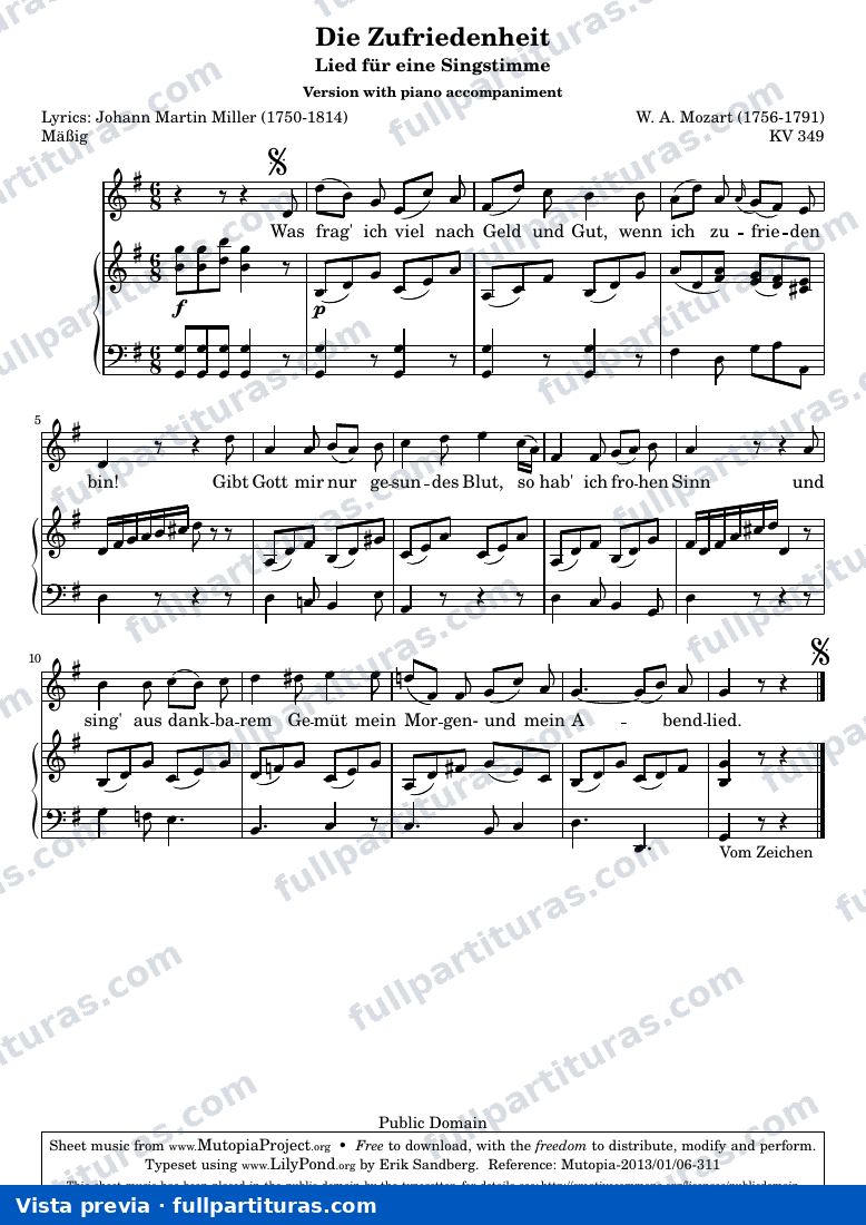 Wolfgang Amadeus Mozart - Die Zufriedenheit — preview