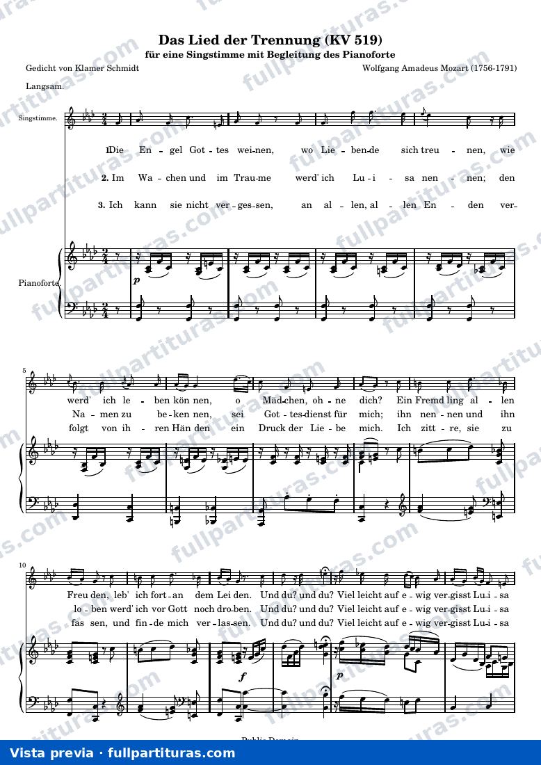 Wolfgang Amadeus Mozart - Das Lied der Trennung — preview