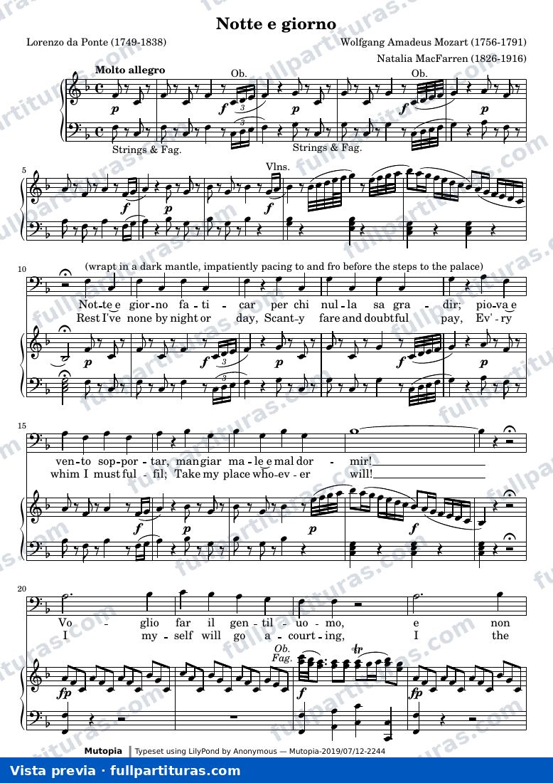 Wolfgang Amadeus Mozart - Notte e giorno faticar — preview