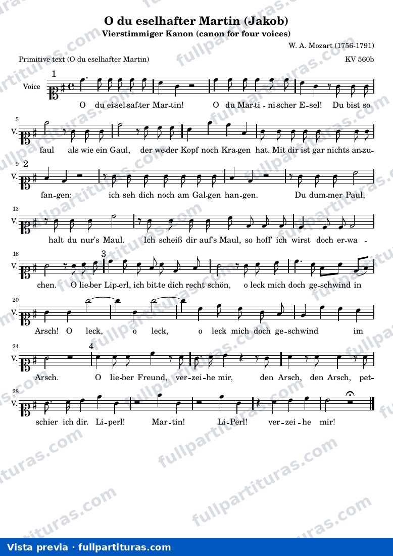 Wolfgang Amadeus Mozart - O du eselhafter Martin — preview