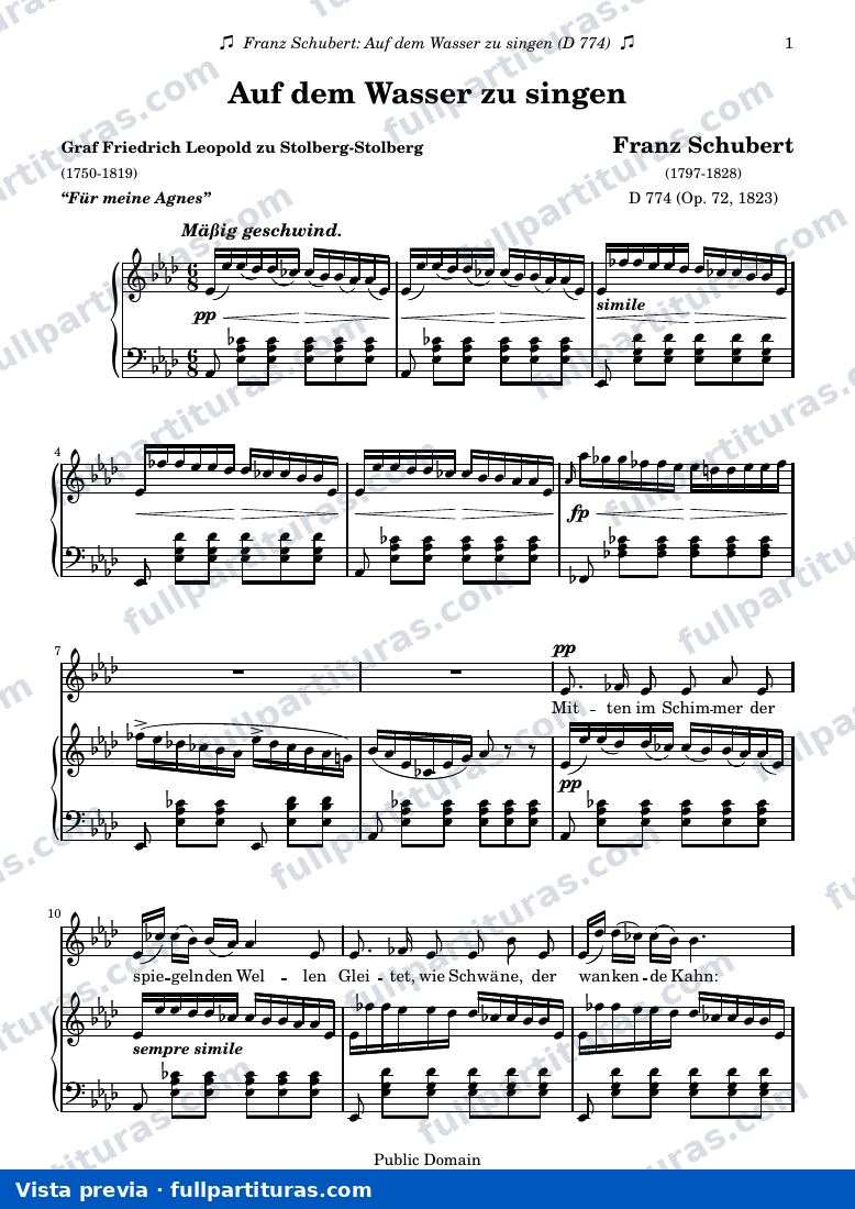 Franz Schubert - Auf dem Wasser zu singen — preview
