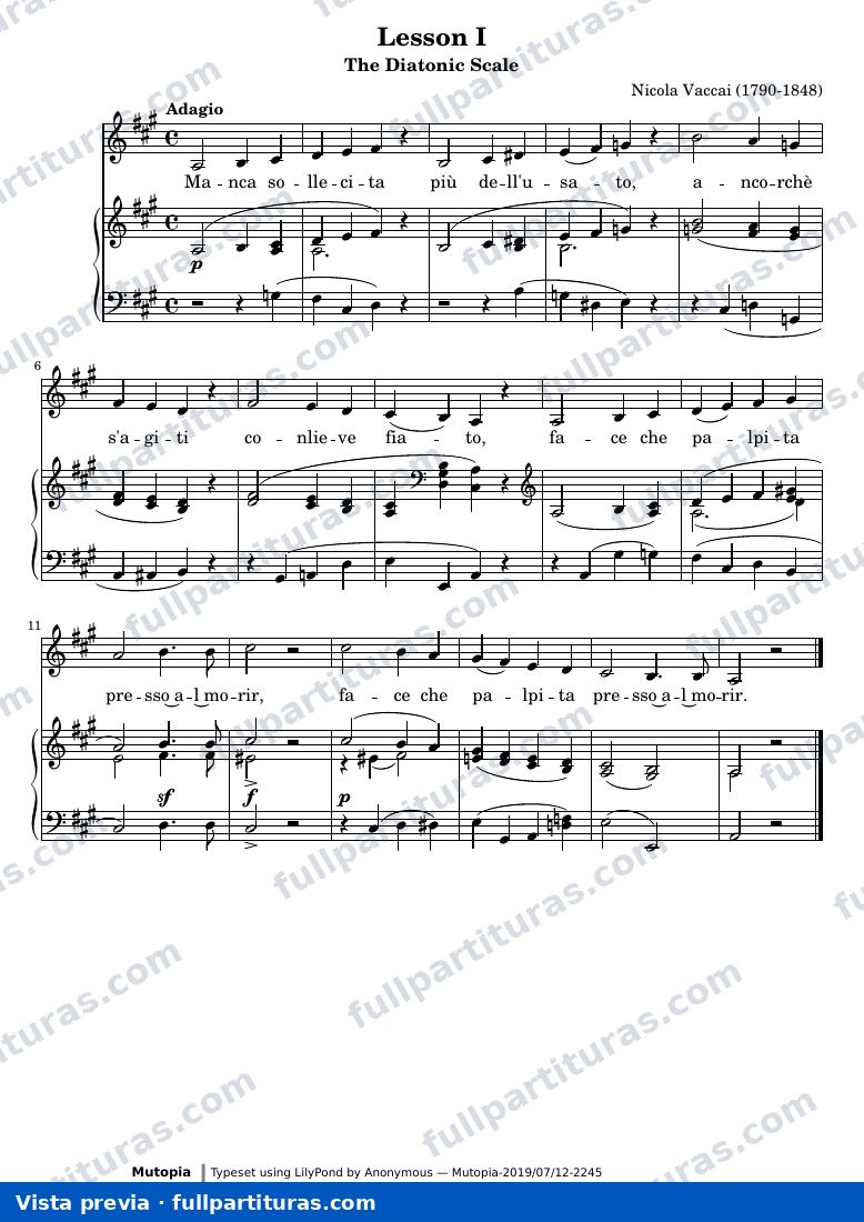 Nicola Vaccai - Lesson I, The Diatonic Scale — preview