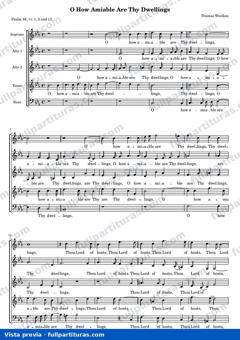 Thomas Weelkes - O How Amiable Are Thy Dwellings — preview