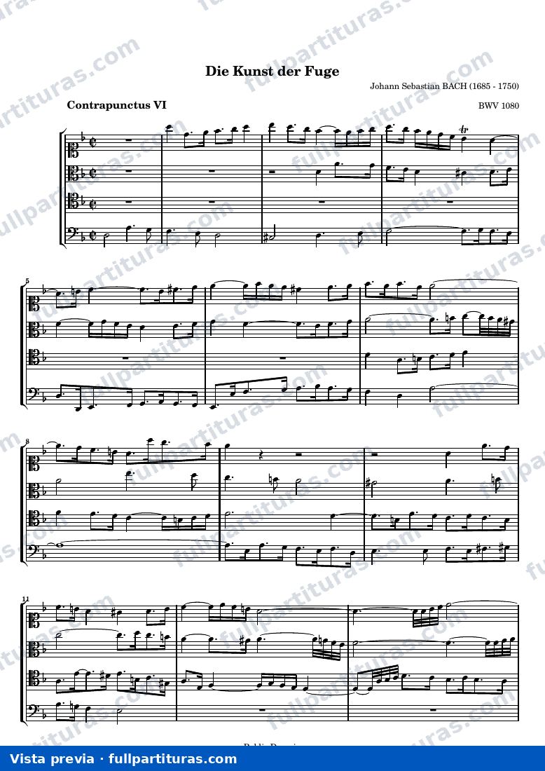 Johann Sebastian Bach - Die Kunst der Fuge, Contrapunctus VI — preview