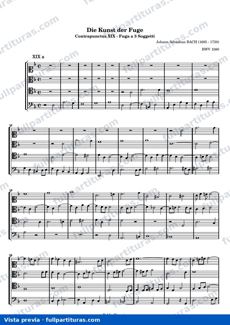 Johann Sebastian Bach - Die Kunst der Fuge, Contrapunctus XIX — preview