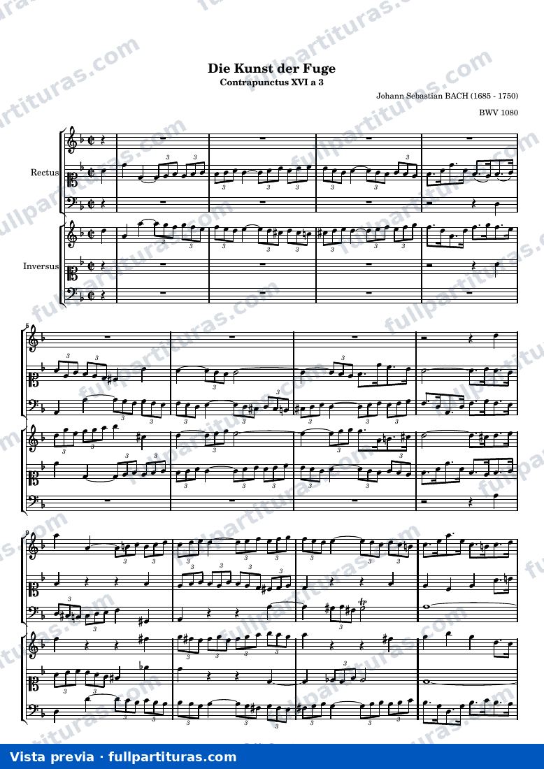 Johann Sebastian Bach - Die Kunst der Fuge, Contrapunctus XVI a 3 — preview