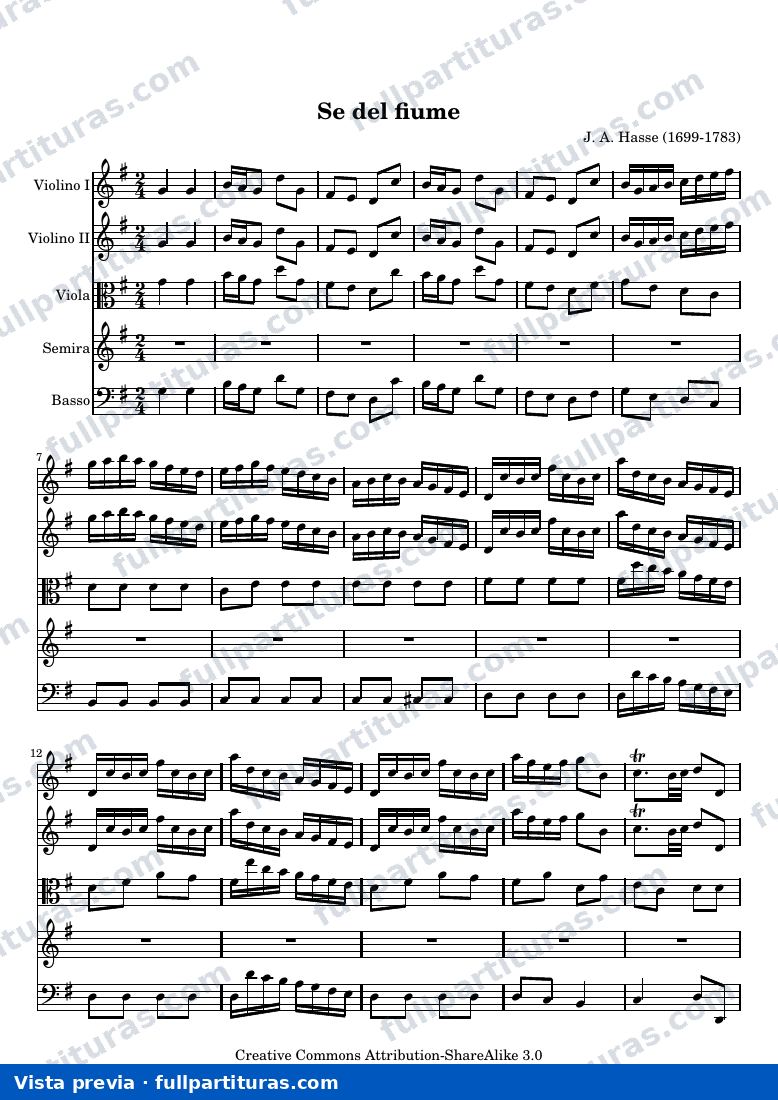 Johann Adolph Hasse - Se del fiume — preview