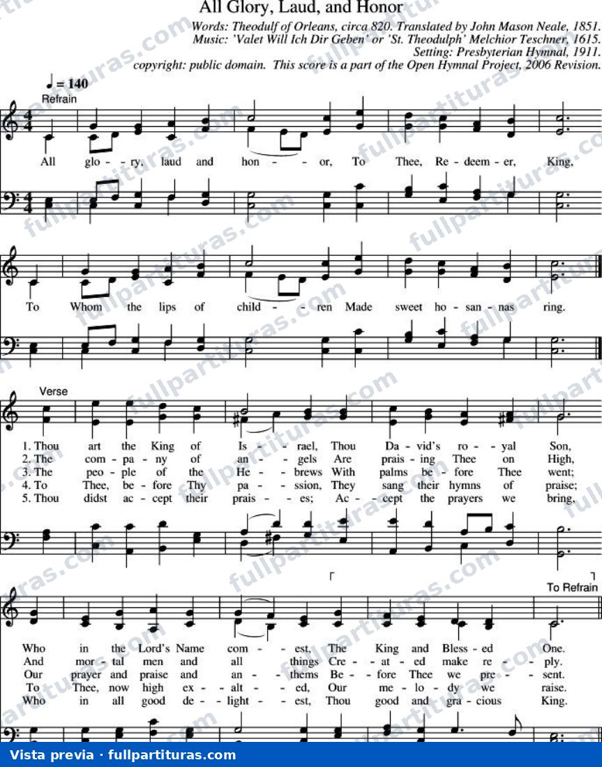 All Glory, Laud and Honor (Todo honor y gloria) — preview