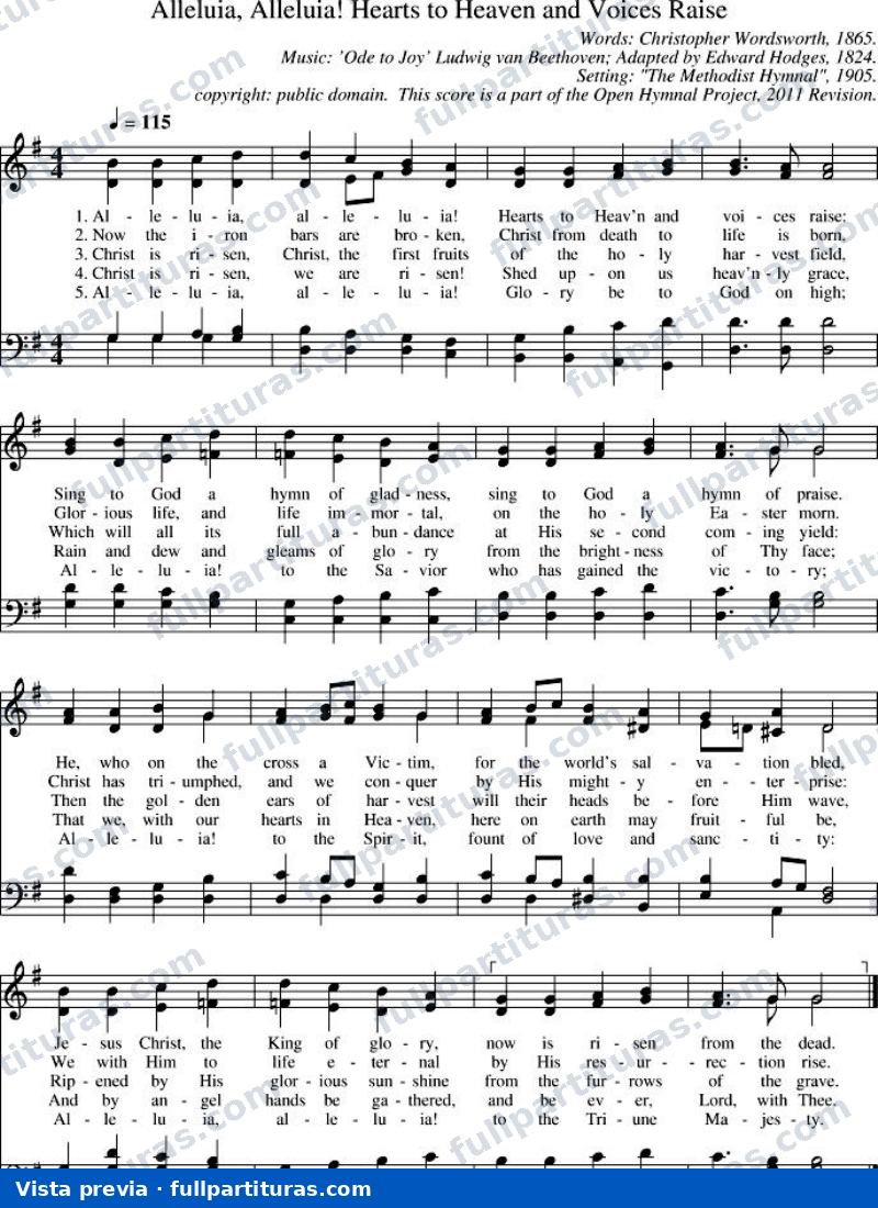 Alleluia, Alleluia! Hearts to Heaven and Voices Raise (Aleluya, aleluya, alzad al cielo la voz) — preview