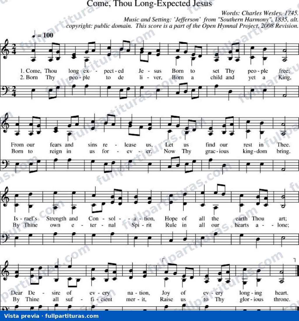 Come Thou Long-Expected Jesus — vista previa