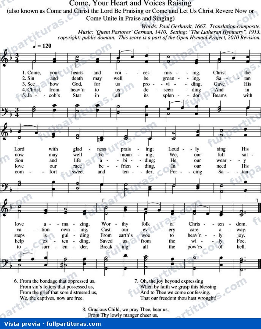 Come Your Hearts and Voices Raising (Vinde, corações e vozes) — preview