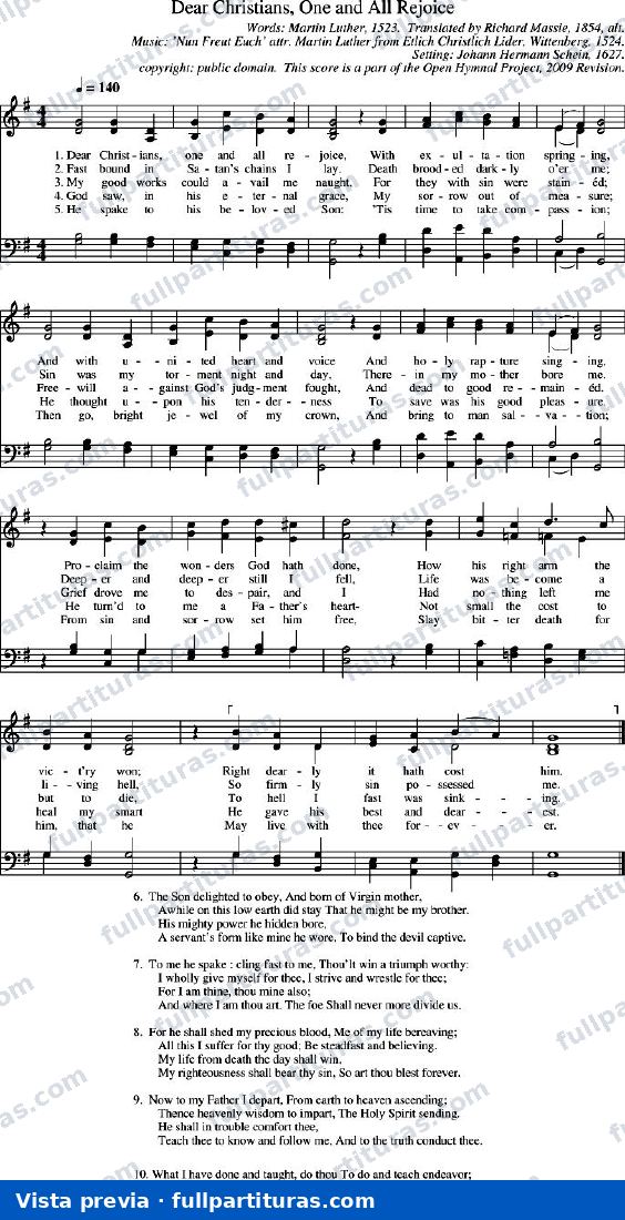 Dear Christians, One and All, Rejoice (Queridos cristianos, regocijense todos) — preview